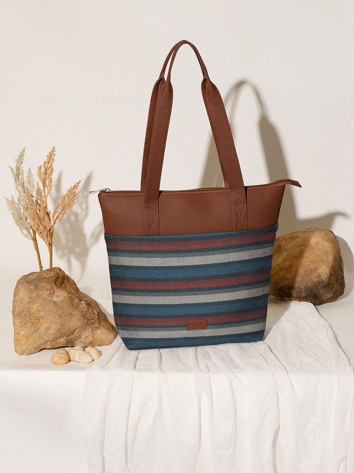 ZOUK Striped Shopper Tote Bag