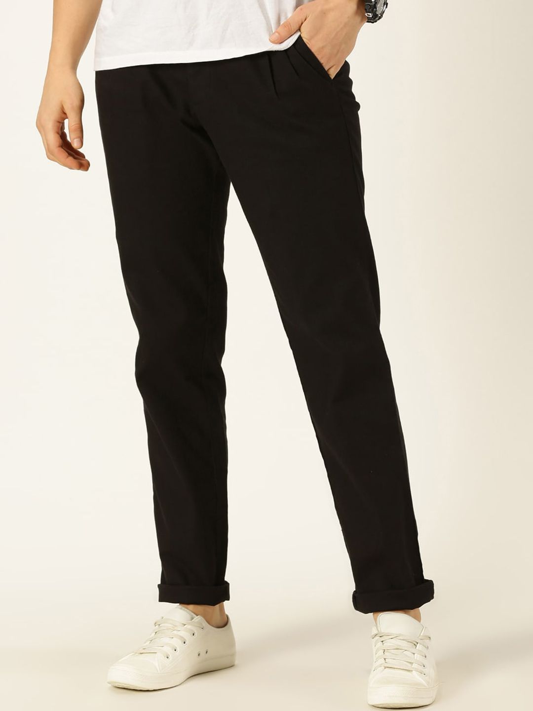 Thomas Scott Men Smart Linen Cotton Pleated Chino Trouser