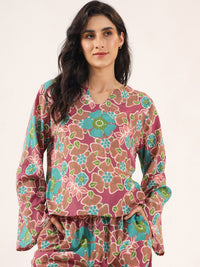 Sanskrutihomes Floral Printed Pure Cotton Night Suit