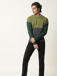 RARE RABBIT Men Tanko Slim Fit Colourblocked Pullover Sweater