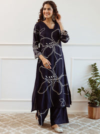Indo Era Women Floral Embroidered Regular Sequinned Kurta with Trousers