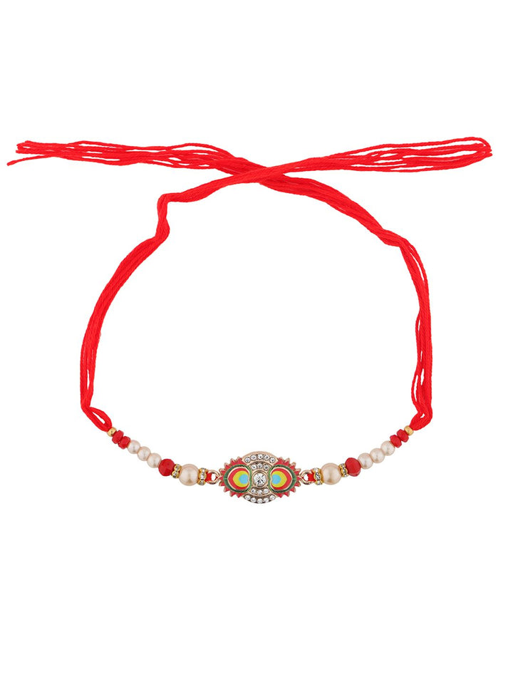 Voylla Sparkling Enameled Designer Thread Rakhi