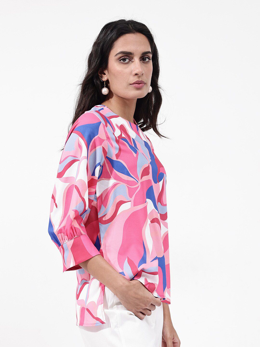 RAREISM Callisto Abstract Print Round Neck Top