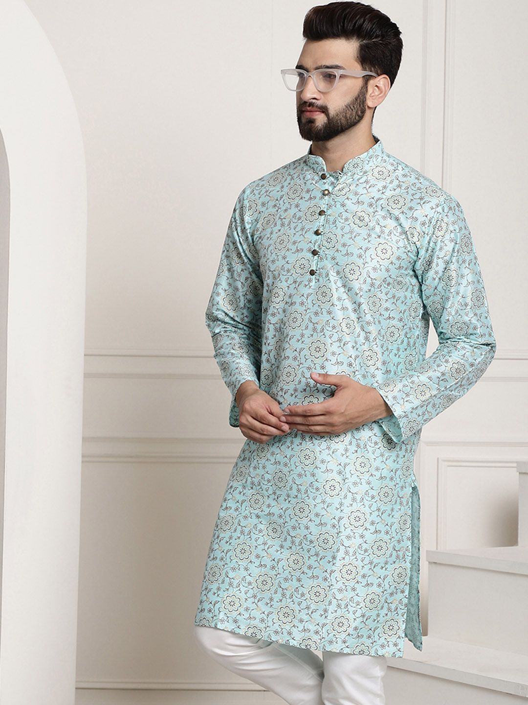 SOJANYA Floral Printed Silk Cotton Kurta