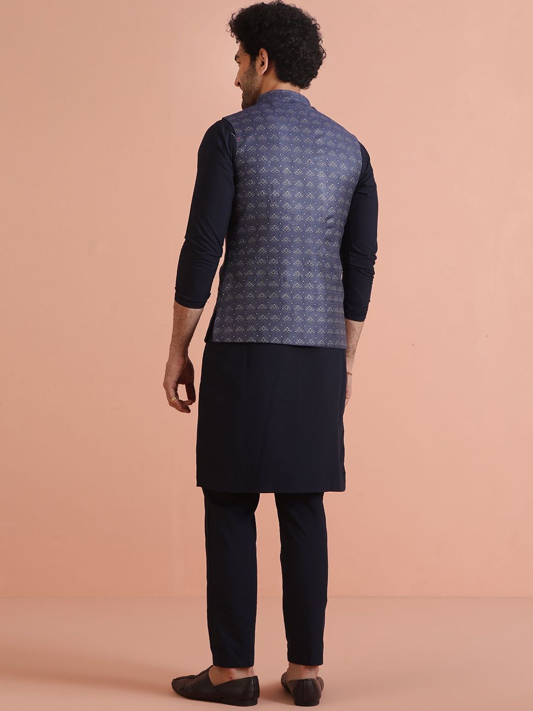 KISAH Straight Kurta with Trousers & Embellished Nehru Jacket