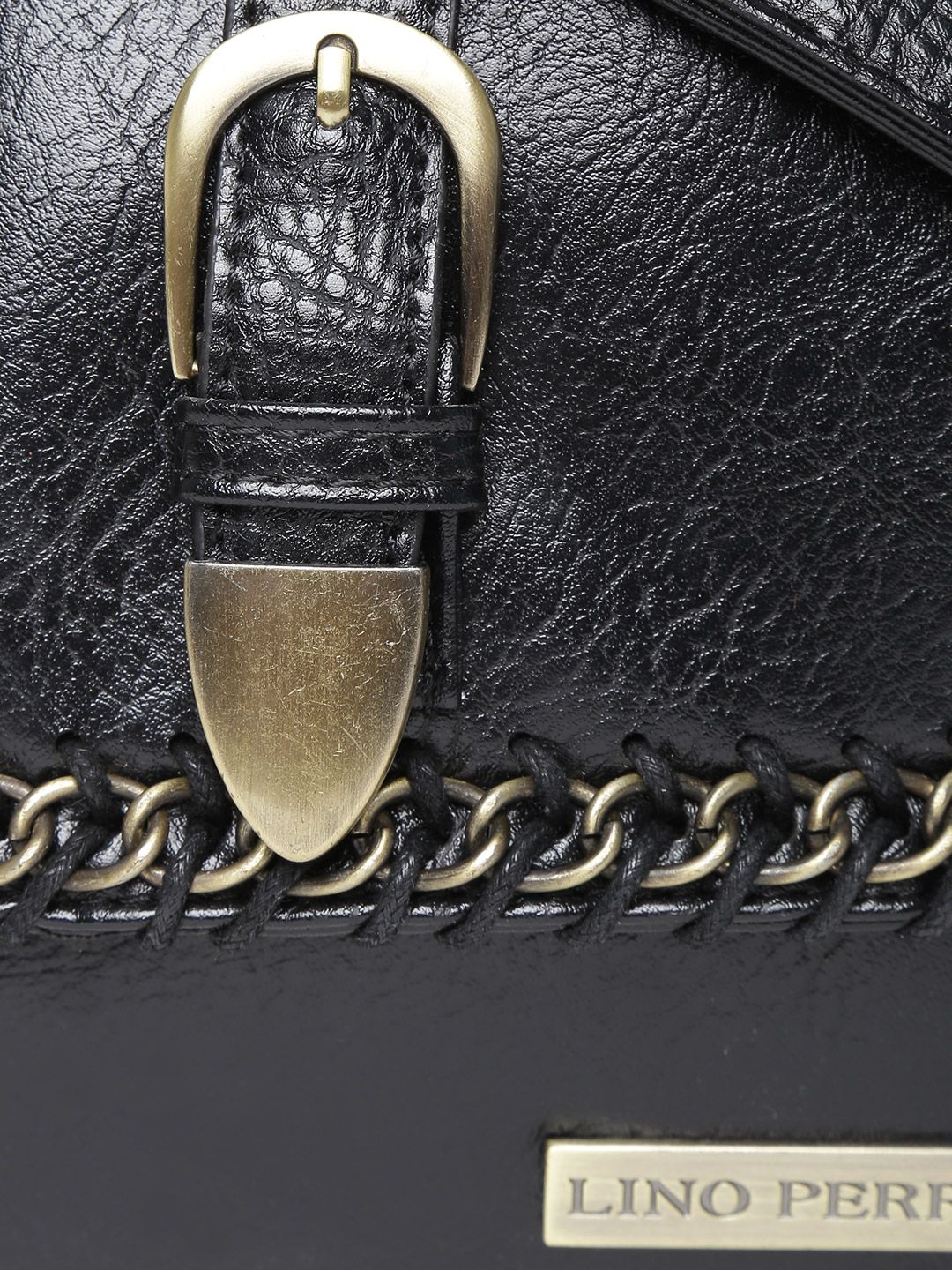 Lino Perros Black Textured Sling Bag