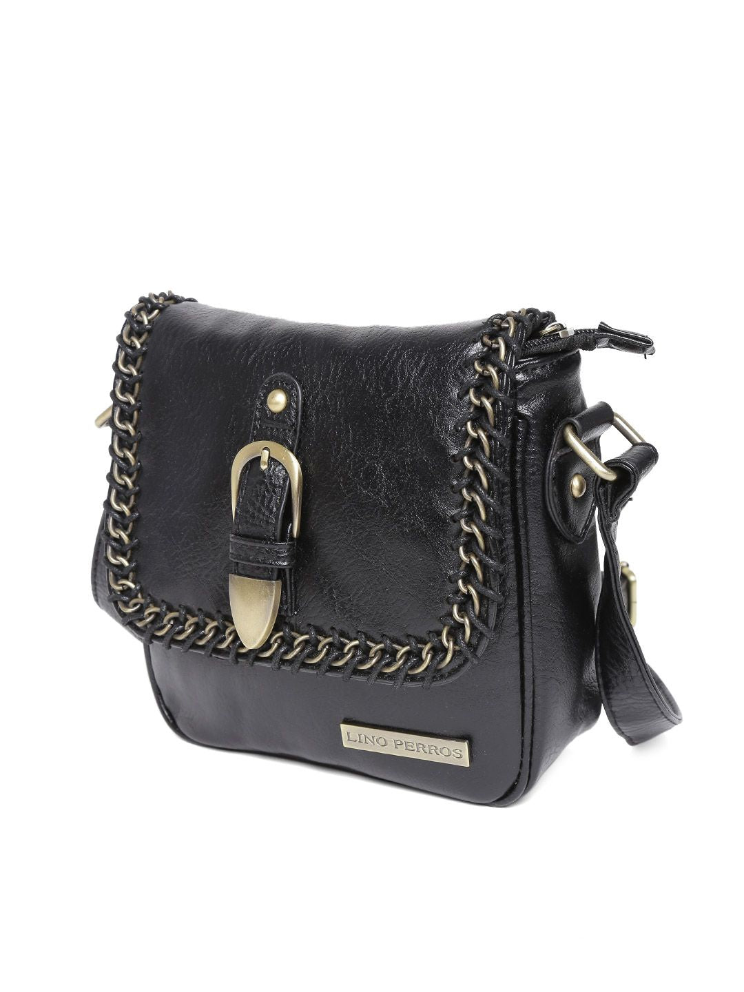 Lino Perros Black Textured Sling Bag