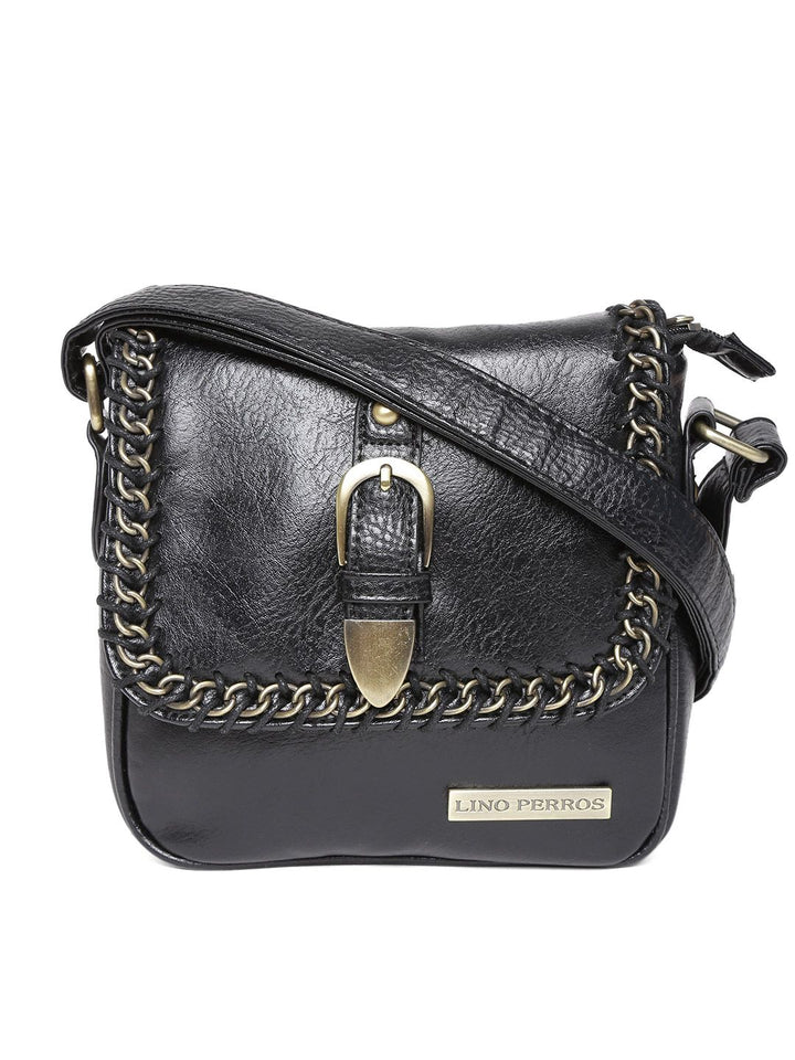 Lino Perros Black Textured Sling Bag