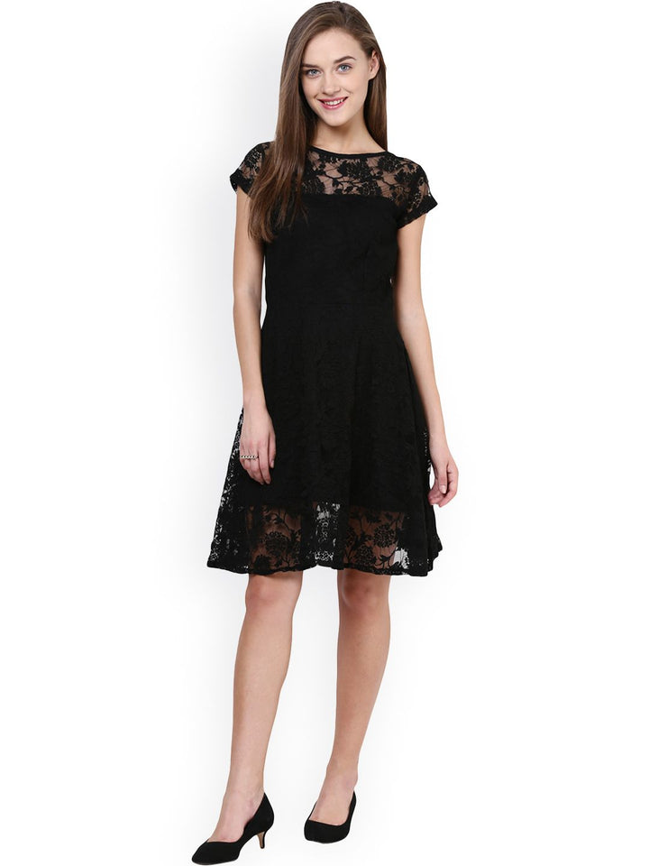 Miss Chase Black Lace Skater Dress