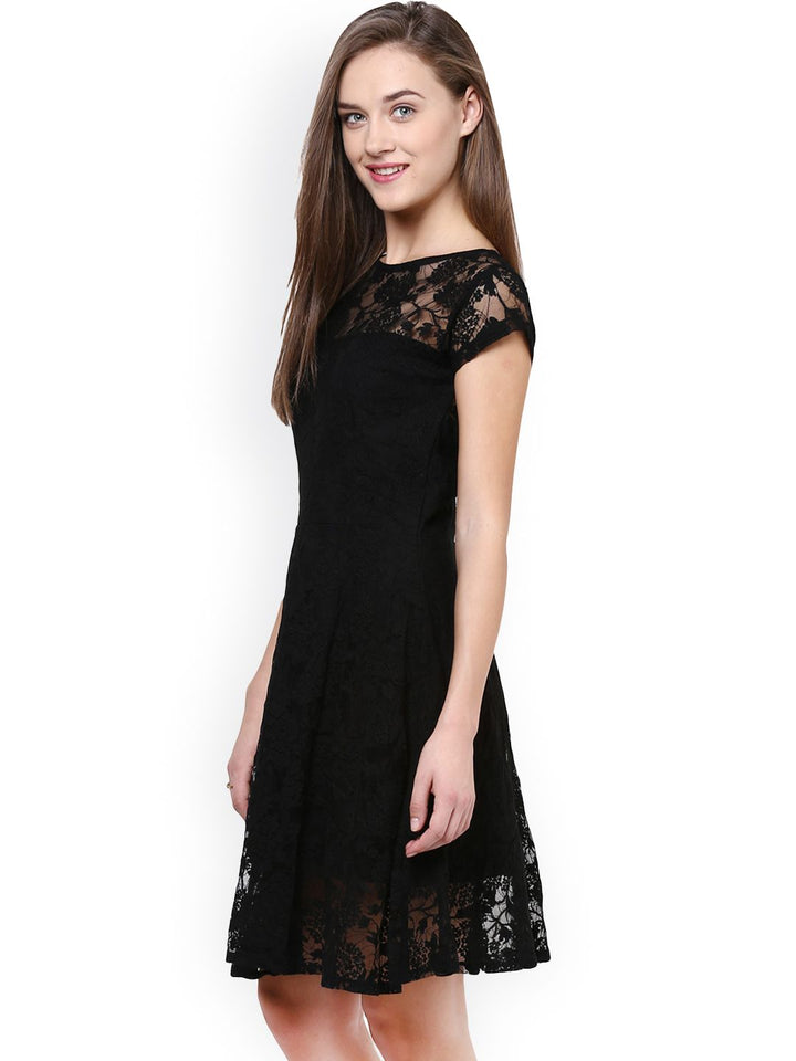 Miss Chase Black Lace Skater Dress