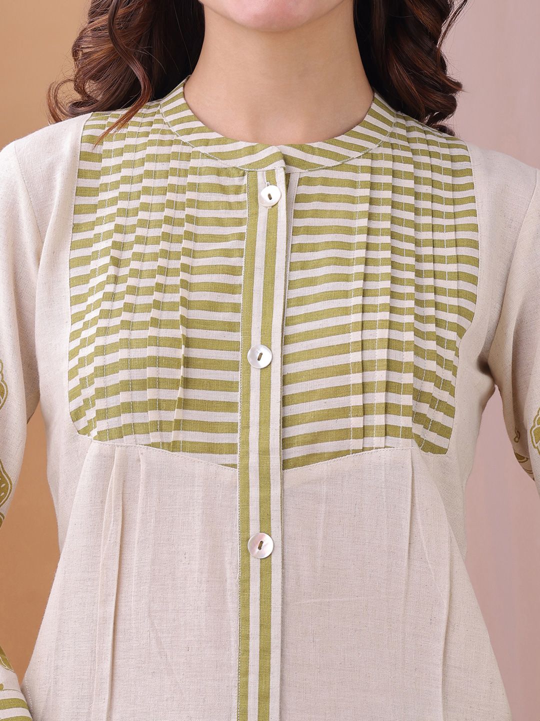 KALINI WomenParrot Green Floral Printed Pure Flex Cotton Co-ord Set