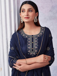 KALINI Ethnic Motifs Embroidered Round Neck Three-Quarter Sleeves Sequinned Kurta Set