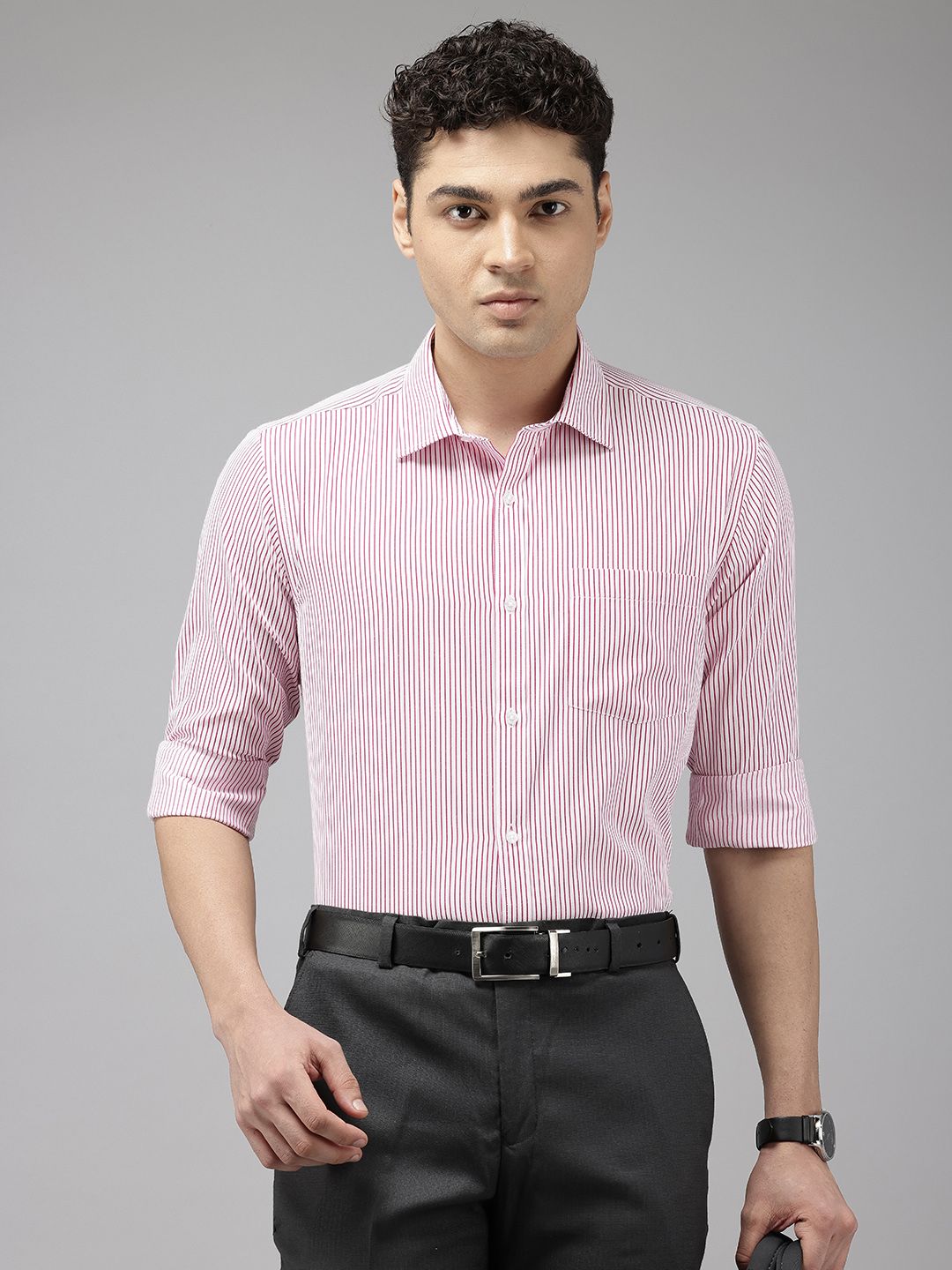 Park Avenue Slim Fit Opaque Striped Formal Shirt