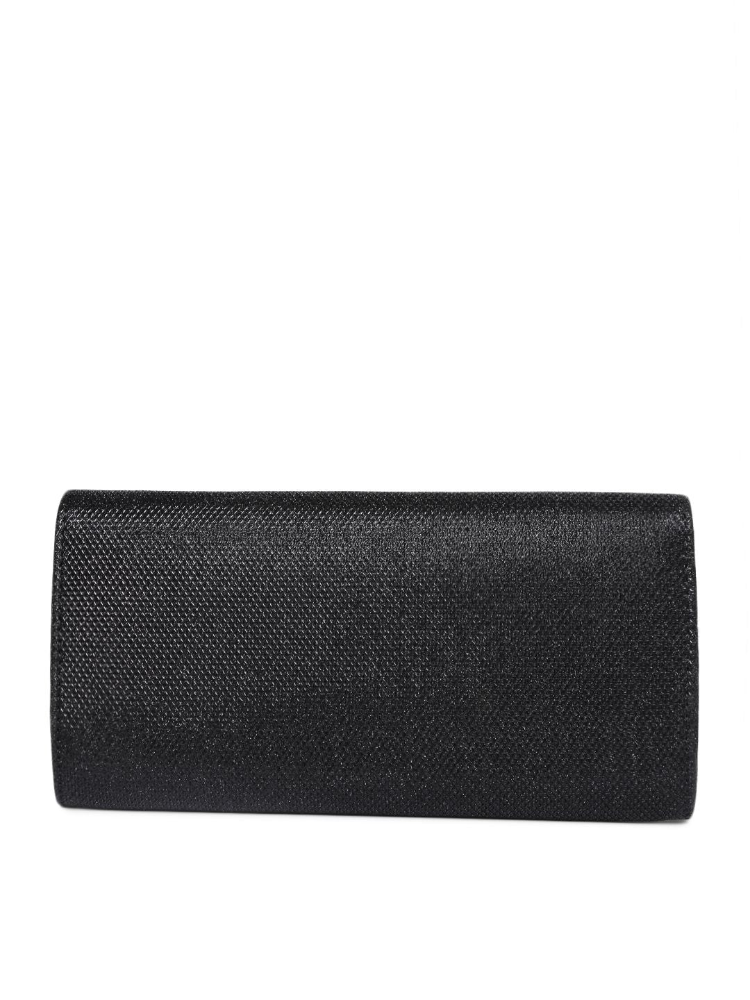 Lino Perros Black Textured Shimmer Clutch with Chain Strap