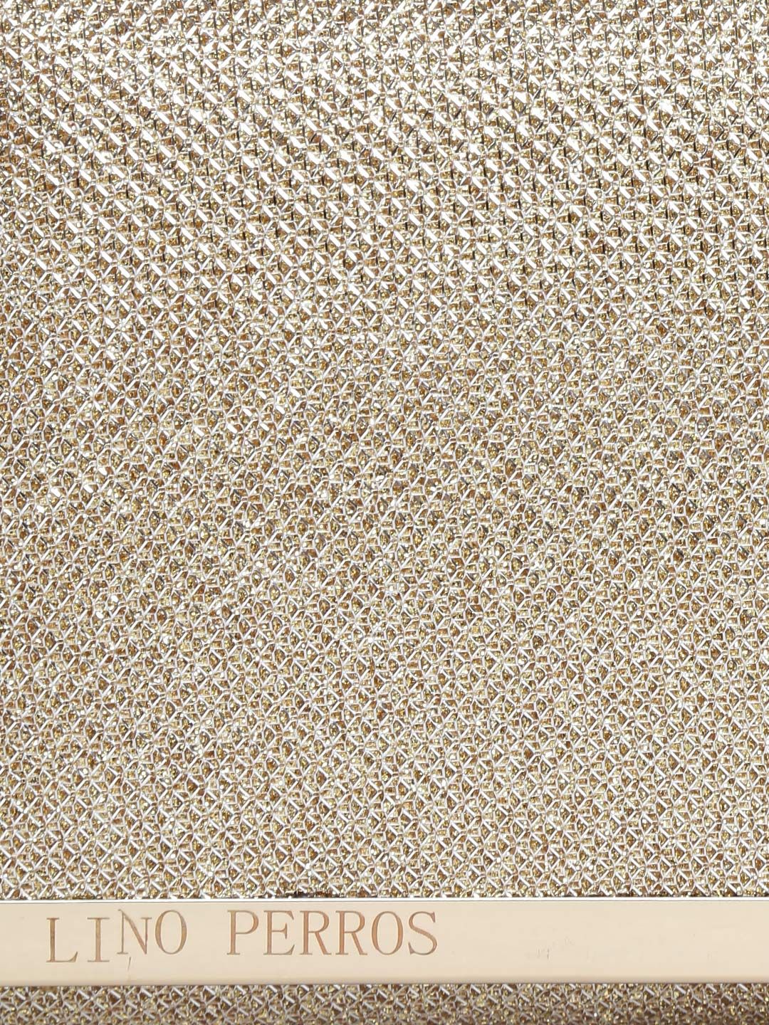 Lino Perros Gold-Toned Textured Shimmer Clutch with Chain Strap