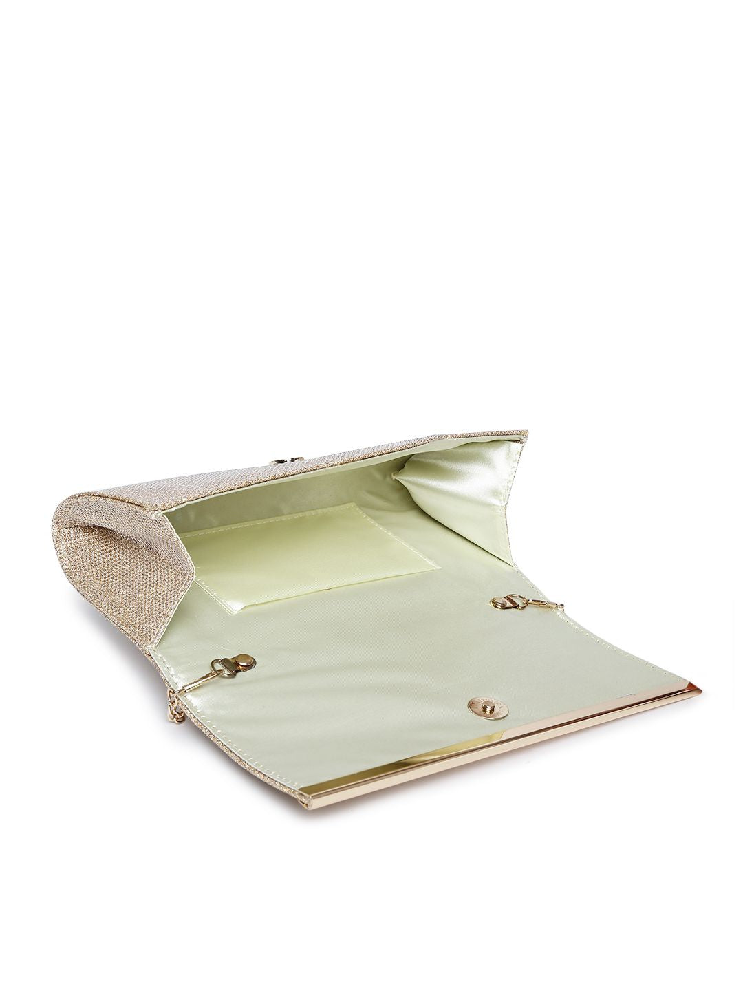 Lino Perros Gold-Toned Textured Shimmer Clutch with Chain Strap