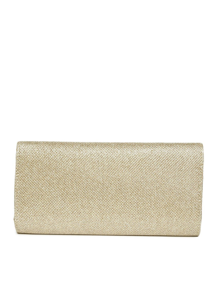 Lino Perros Gold-Toned Textured Shimmer Clutch with Chain Strap