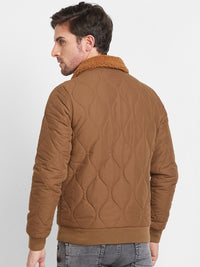 Being Human Spread Collar Faux Fur Trim Quilted Jacket