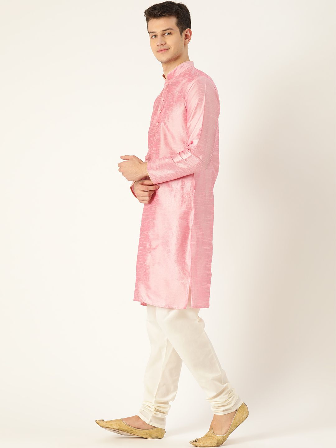 SOJANYA Men Pink Solid Kurta Lurus