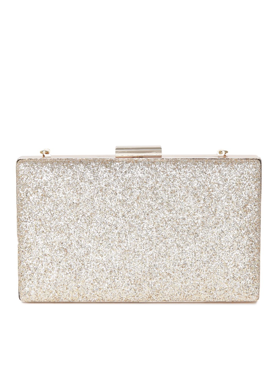 Lino Perros Gold-Toned Shimmer Box Clutch with Chain Strap
