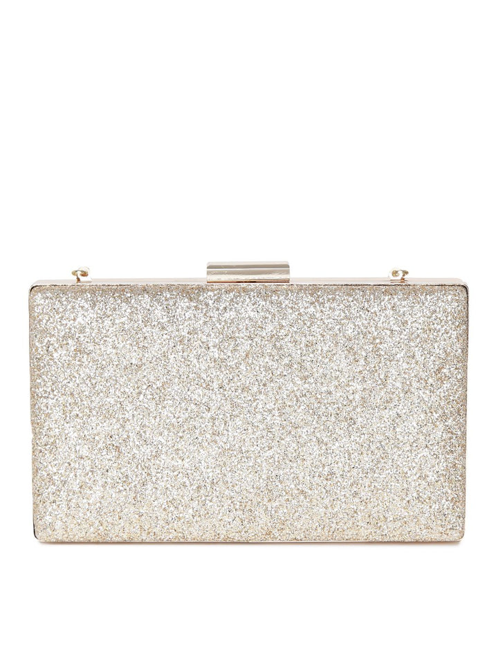Lino Perros Gold-Toned Shimmer Box Clutch with Chain Strap