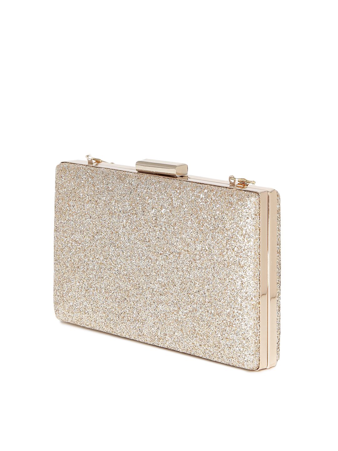 Lino Perros Gold-Toned Shimmer Box Clutch with Chain Strap