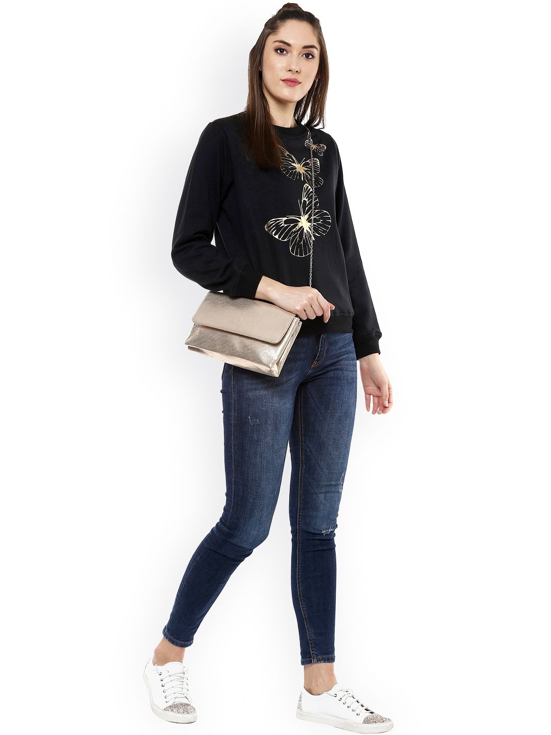 SASSAFRAS Black Printed Fleece Sweatshirt