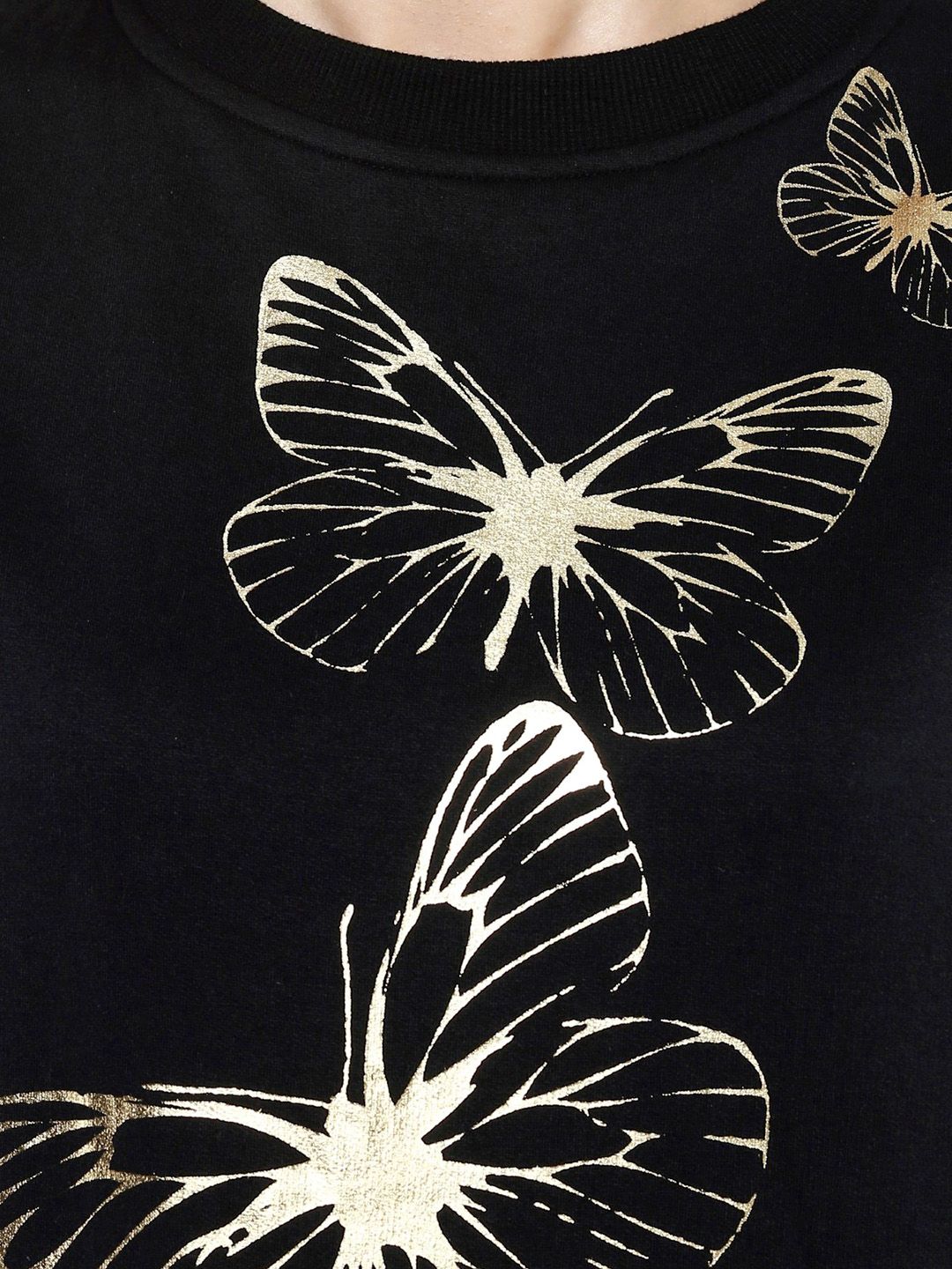 SASSAFRAS Black Printed Fleece Sweatshirt