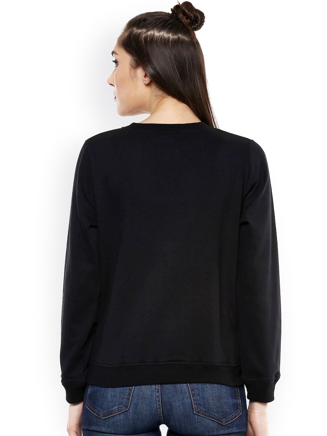 SASSAFRAS Black Printed Fleece Sweatshirt