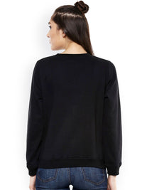 SASSAFRAS Black Printed Fleece Sweatshirt