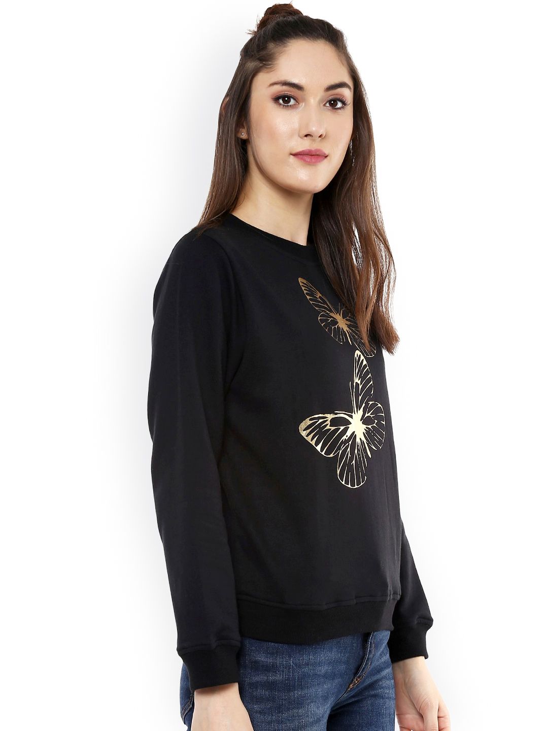 SASSAFRAS Black Printed Fleece Sweatshirt