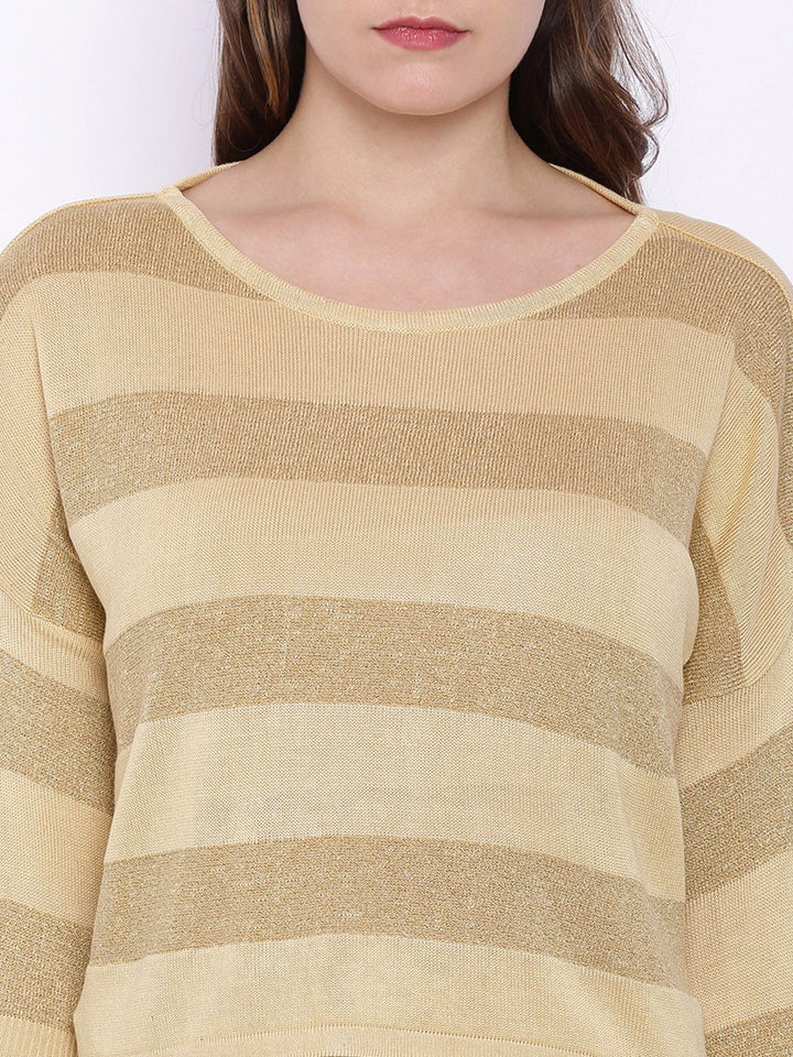 Park Avenue Khaki Striped Boxy Crop Top