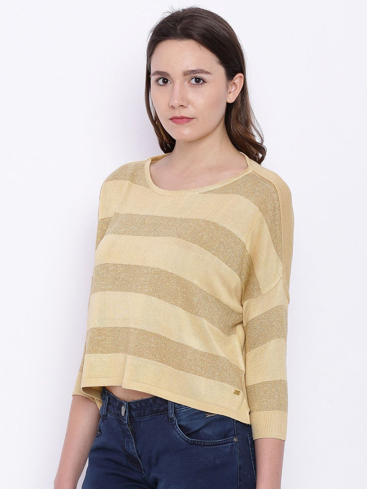 Park Avenue Khaki Striped Boxy Crop Top