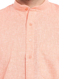 SOJANYA Men Coral Orange & White Solid Straight Kurta