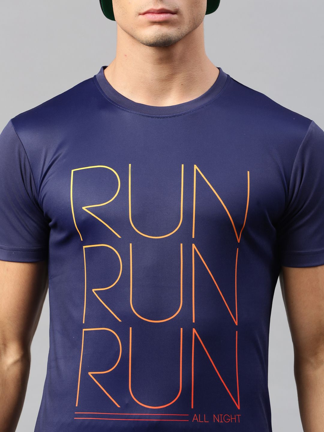 HRX by Hrithik Roshan Men Blue Printed Round Neck Active T-Shirt