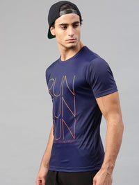 HRX by Hrithik Roshan Men Blue Printed Round Neck Active T-Shirt