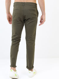 HIGHLANDER Men Olive Green Slim Fit Chinos Trousers