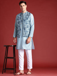 Anouk Men Printed Regular Kurta with Pyjamas And Nehru jacket