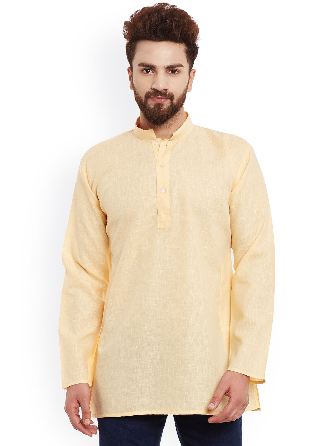SOJANYA Lelaki Kuning Solid Kurta Lurus