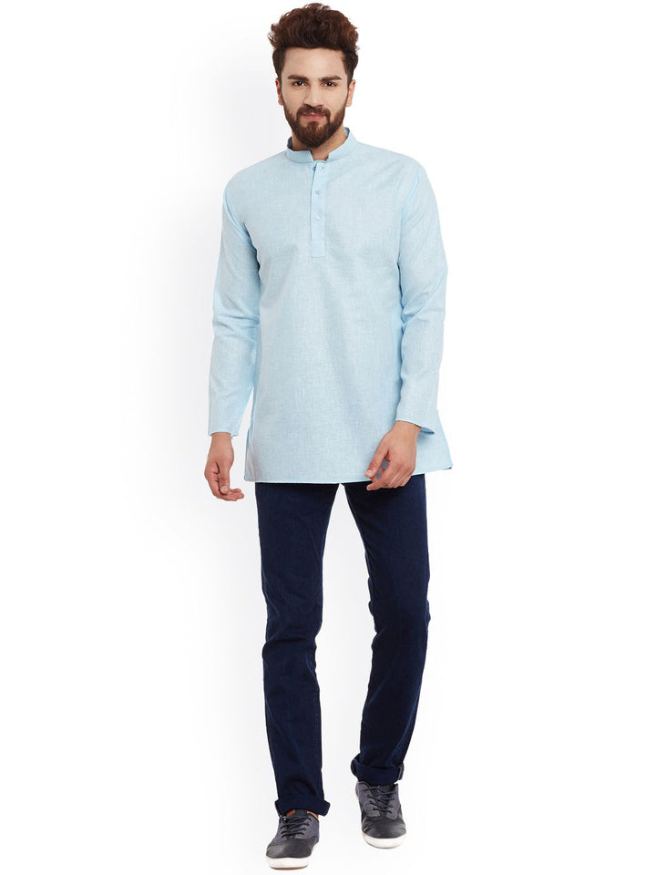 SOJANYA Men Blue Solid Straight Kurta