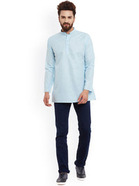 SOJANYA Men Blue Solid Straight Kurta