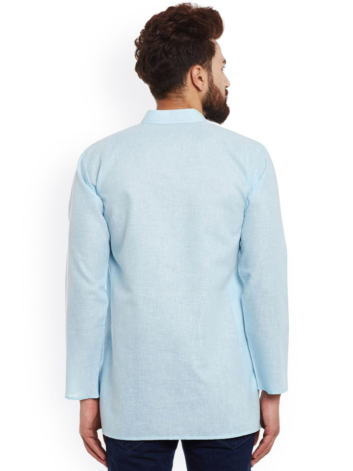 SOJANYA Men Blue Solid Straight Kurta