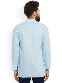 SOJANYA Men Blue Solid Straight Kurta