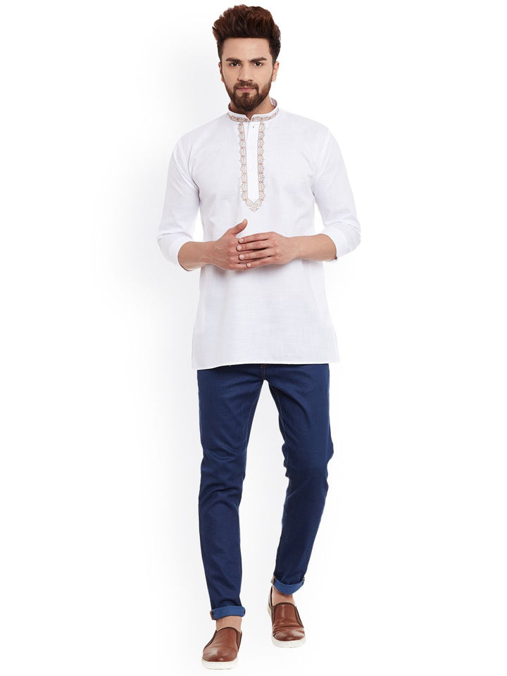 SOJANYA Lelaki Putih Solid Kurta Lurus