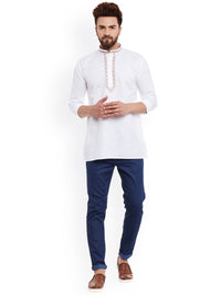 SOJANYA Lelaki Putih Solid Kurta Lurus