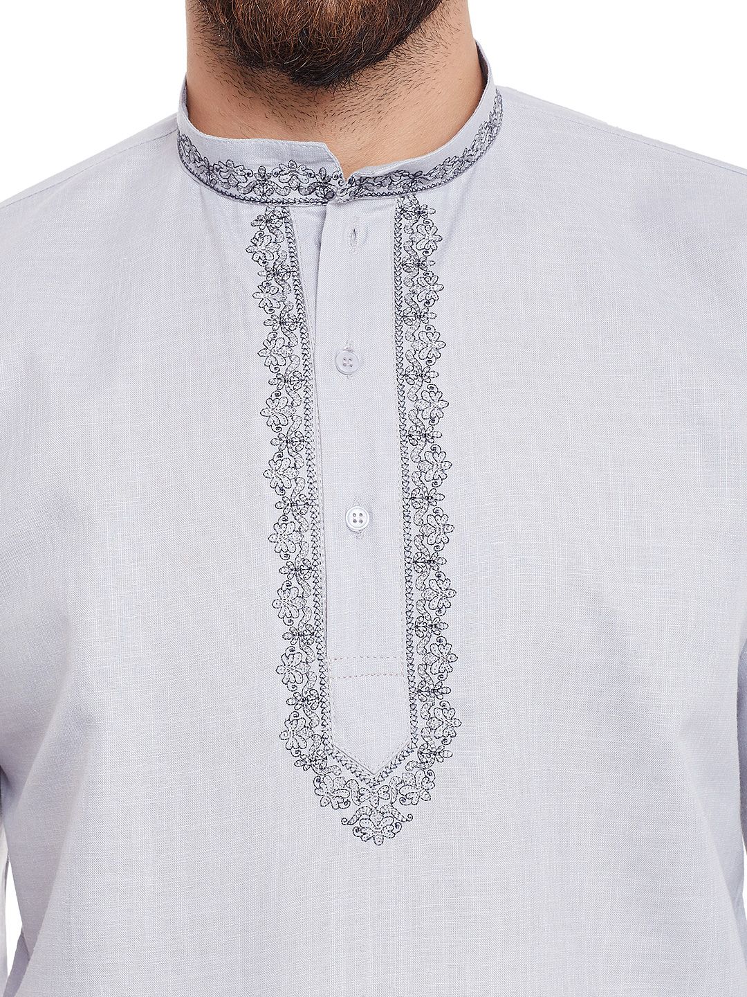 SOJANYA Kurta Pendek Kelabu Lelaki