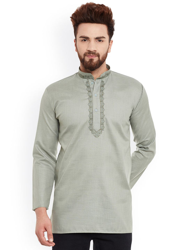 SOJANYA Kurta Pendek Hijau Zaitun Lelaki