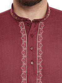 SOJANYA Men Maroon Straight Kurta