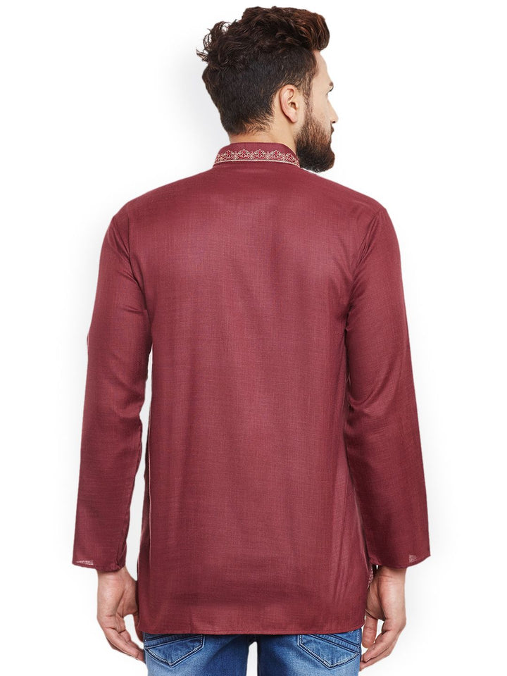 SOJANYA Men Maroon Straight Kurta