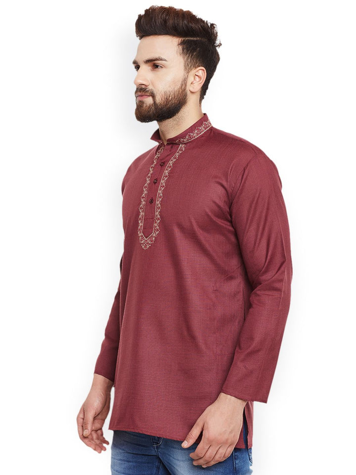 SOJANYA Men Maroon Straight Kurta